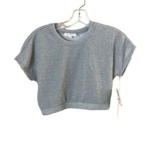 Good American M Silver Metallic Glittery Crop Top